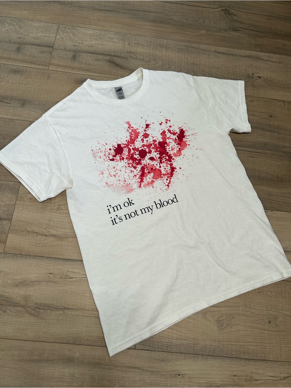 Ken Carson Opium Graphic Tee with Red Splash Print - 'i'm ok it's not my blood'